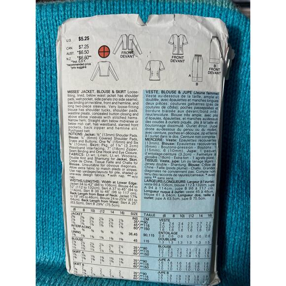 Butterick 4749 pattern evan-picone suit blazer blouse  skirt size 6 - Picture 2 of 8